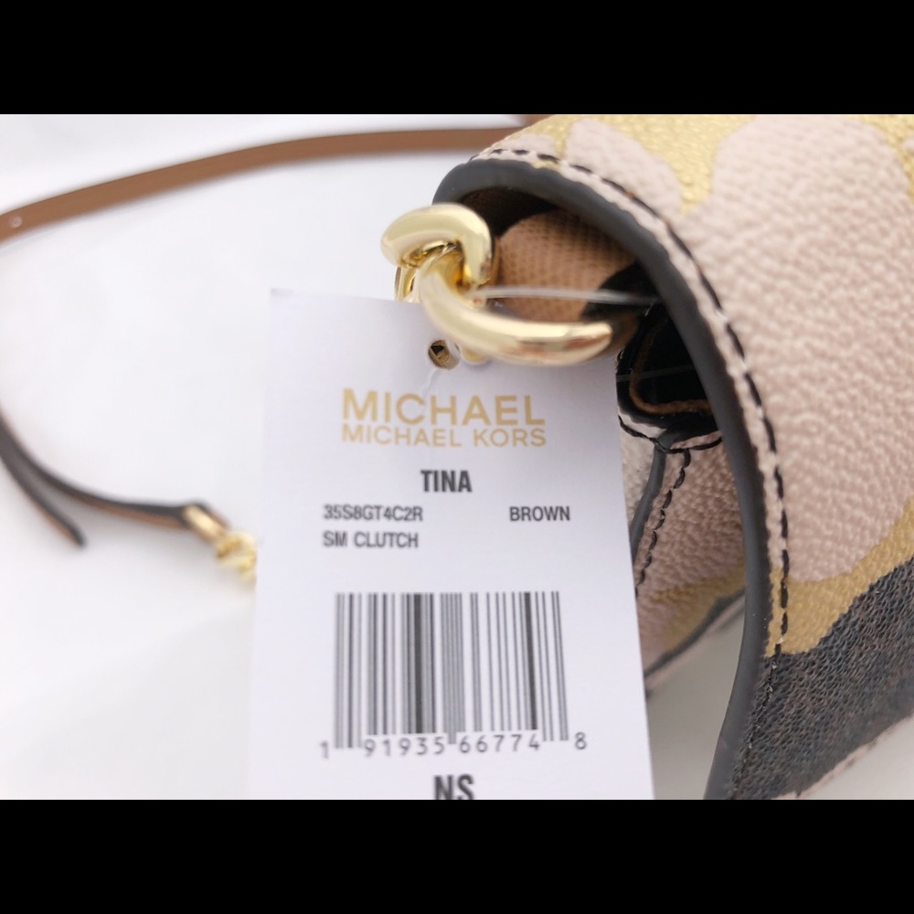 Michael Kors Tina Small Crossbody Brown Floral mk - Picture 6 of 8